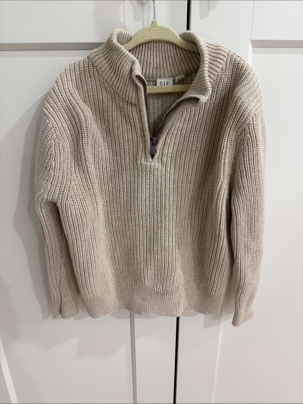 GAP Kids Cream Half-Zip Rib-Knit Sweater